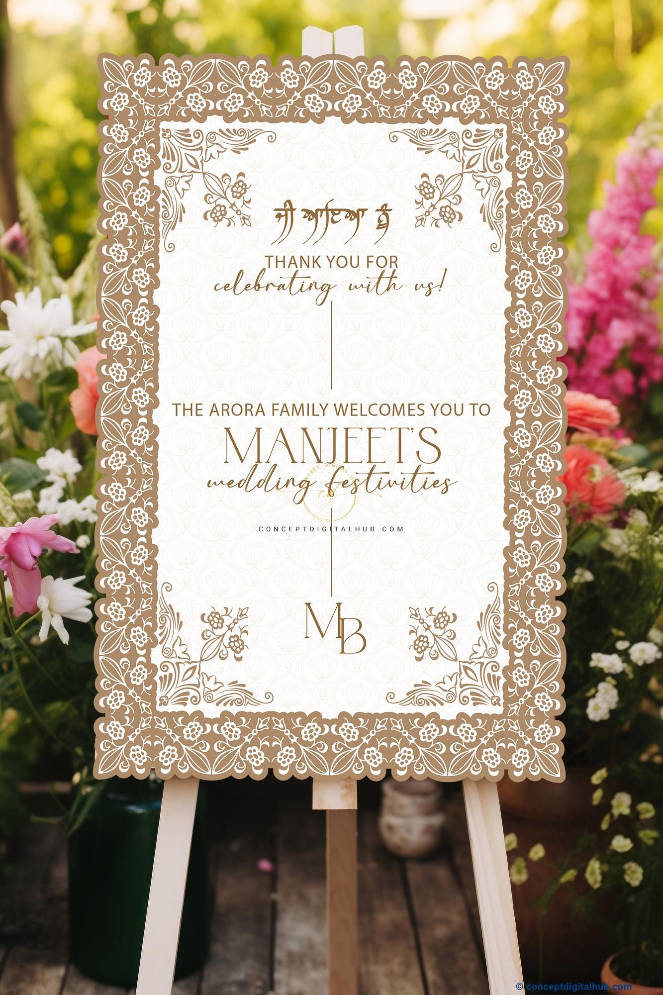 Ceramic Color Lace Pattern Welcome Board for Wedding Week