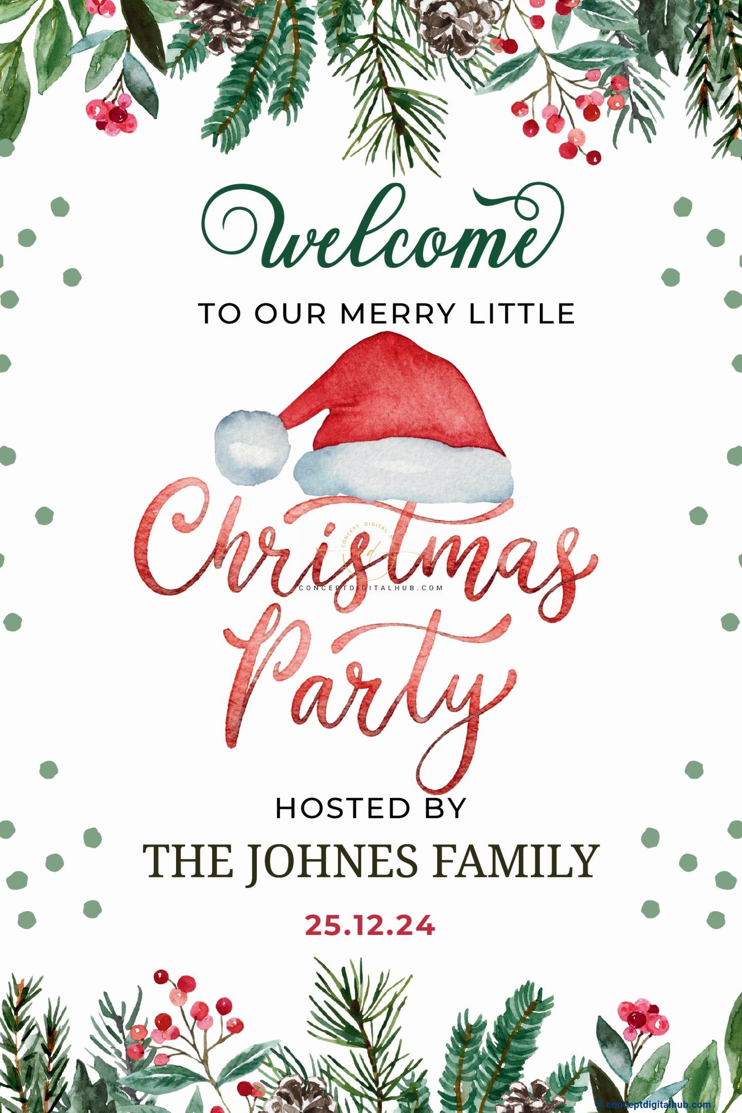 Green Color Hat Welcome Sign Board for Christmas