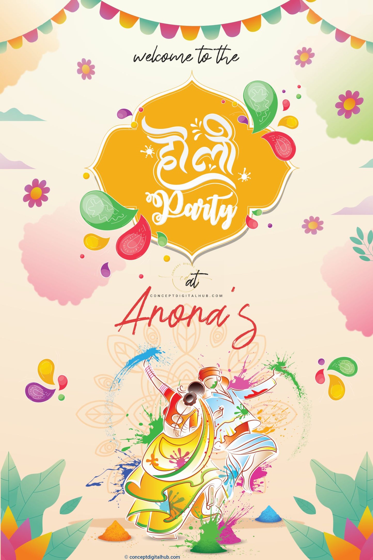 Holi Party Welcome Sign Board