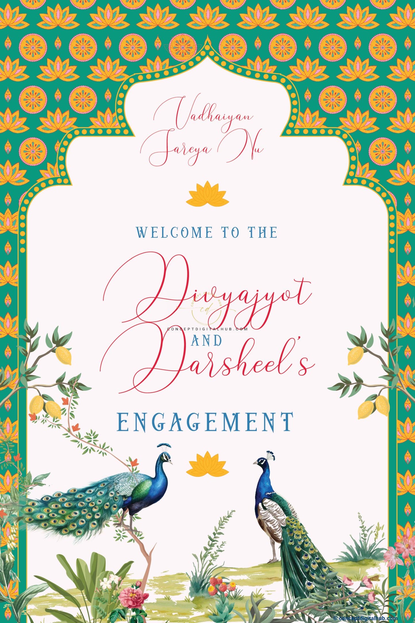 Pastel Blue Peacock Board for Engagement