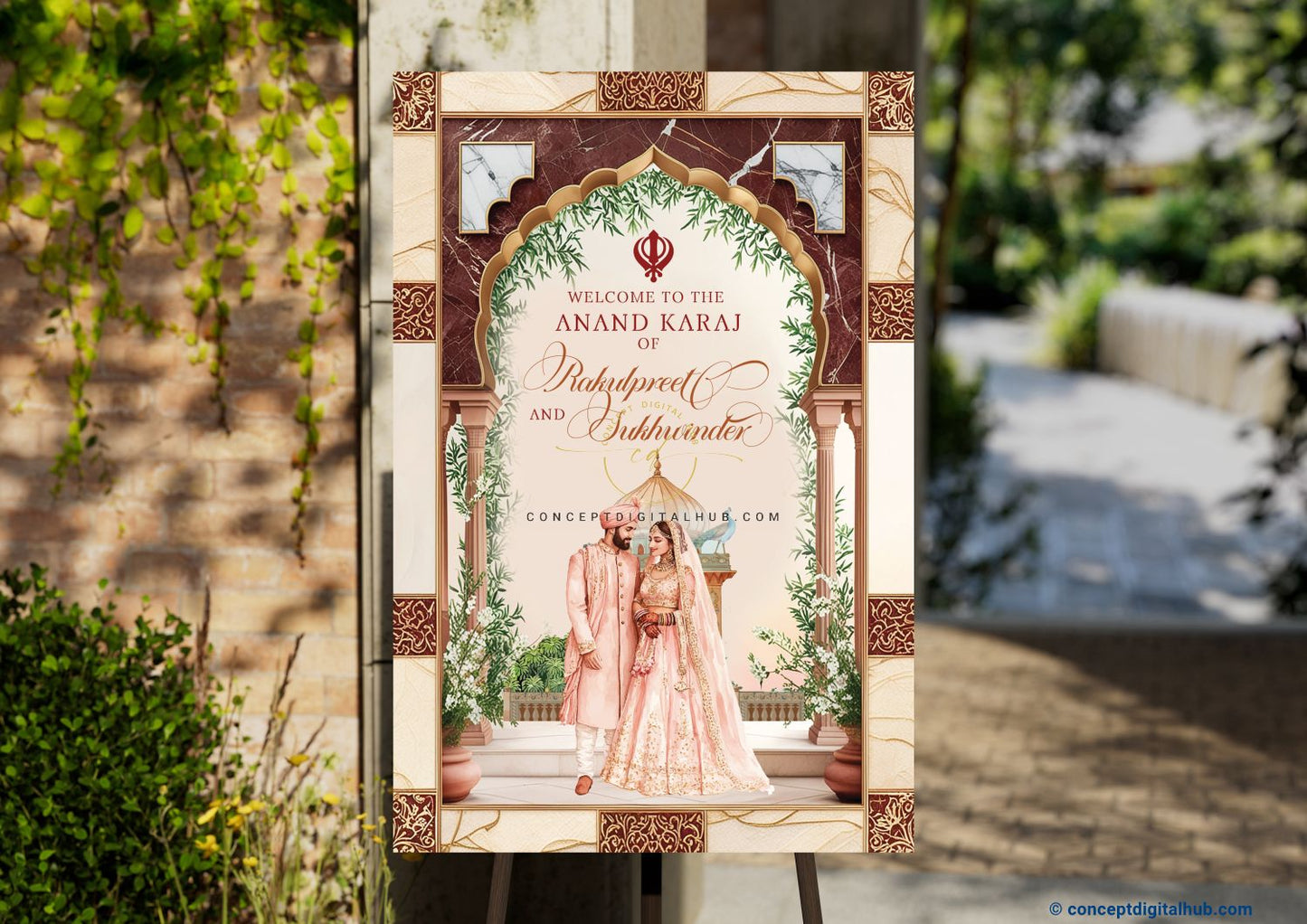 Rose White Color Couple Welcome Board for Wedding Week