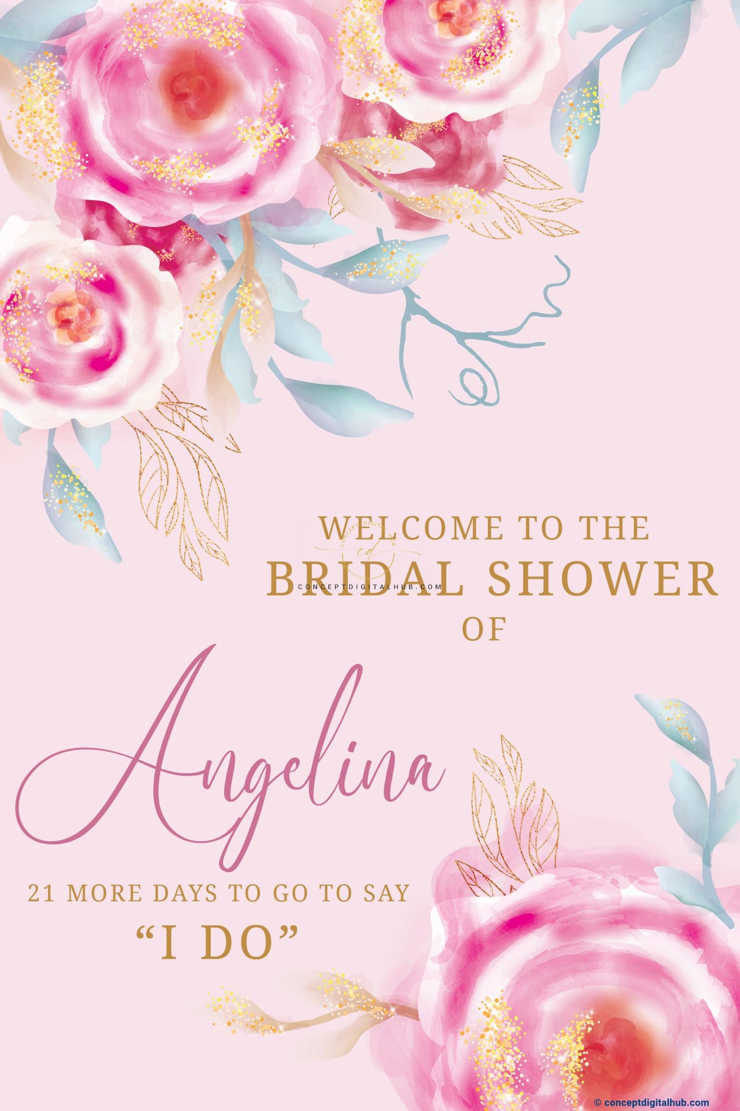 Pink Color Flowered Board for Bridal Shower