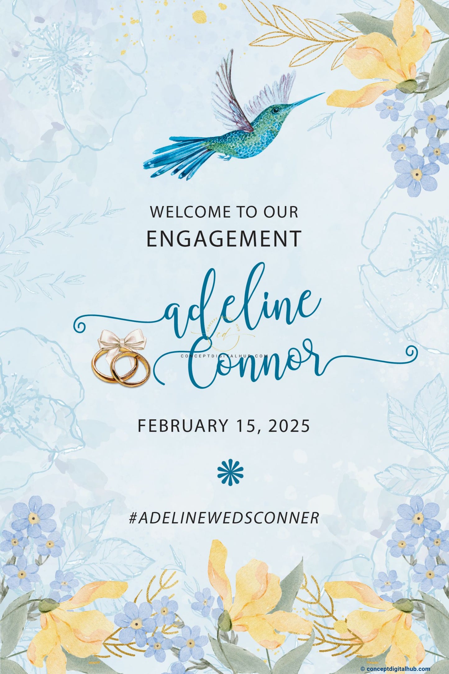 Iceberg Color Hummingbird Welcome Board for Engagement