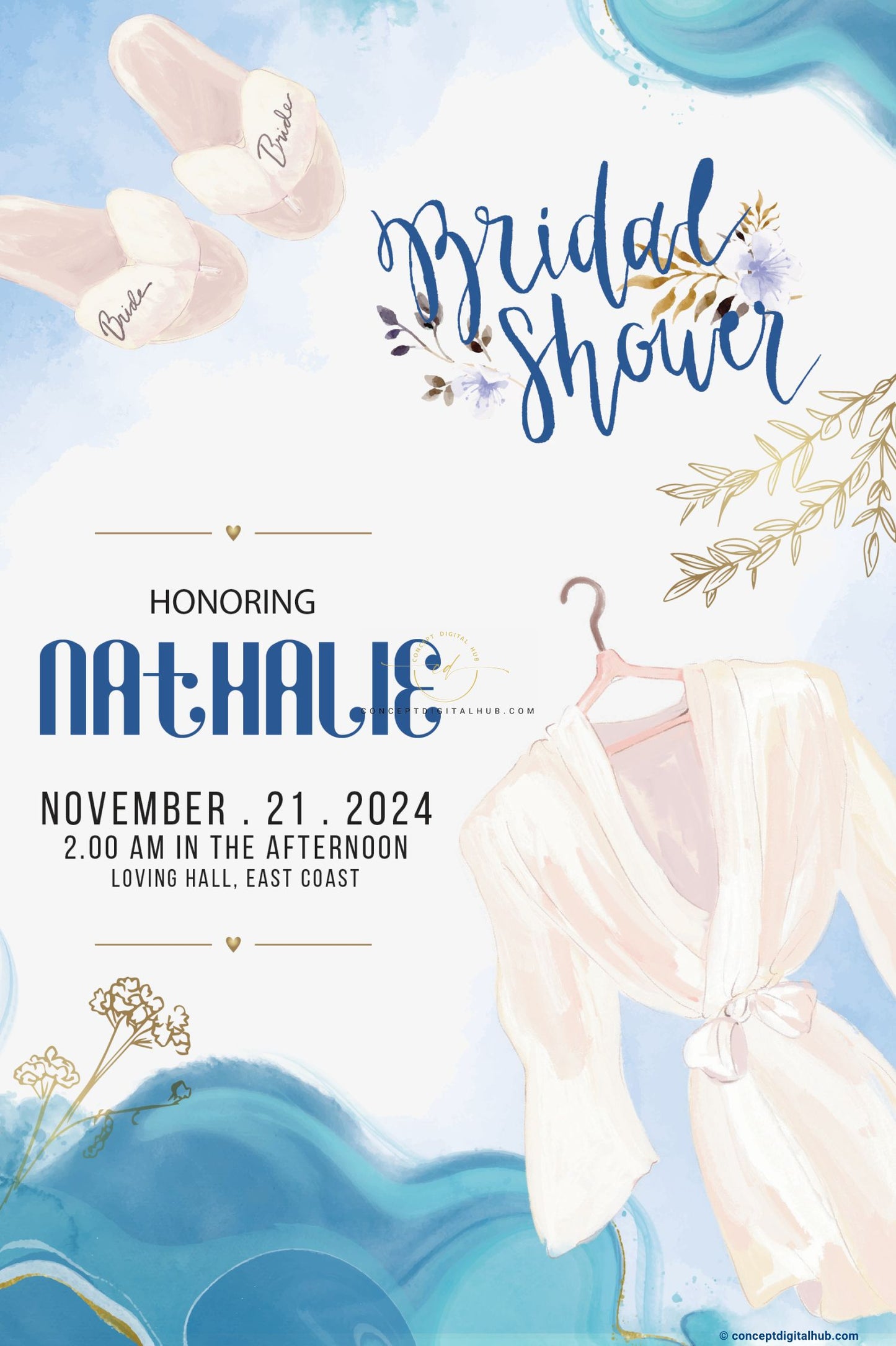 Blue Blush Flower Welcome Board for Bridal Show