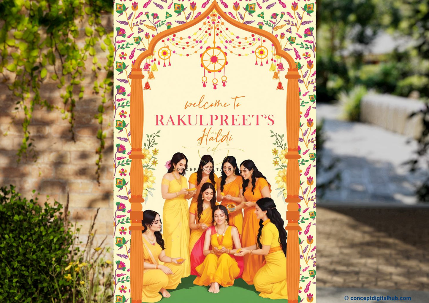 Yellow Color Haldi Welcome Board for Maiyan Ceremony