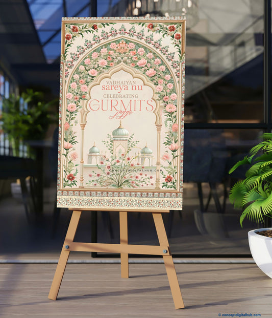 Almond Color Mughal Garden Welcome Board for Jaggo