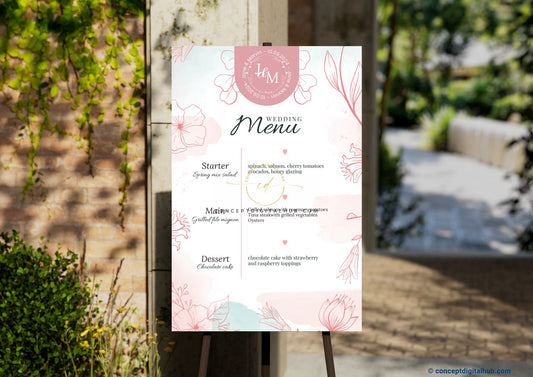 Pink Wedding Welcome Sign Board