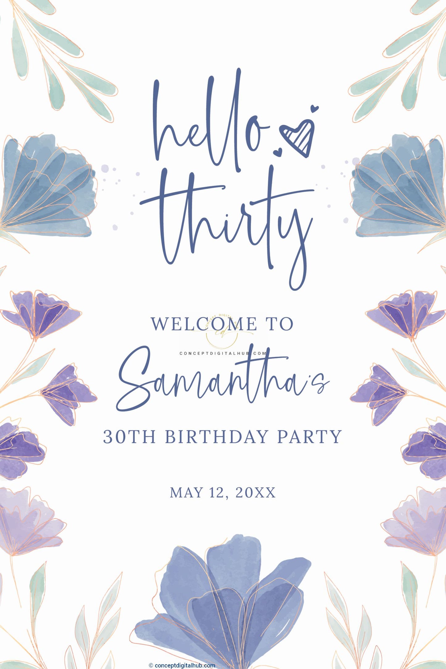 Birthday welcome board sign in purple