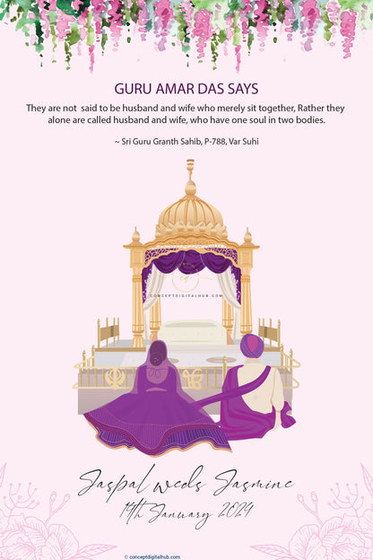 Lavender Colored Anand Karaj Welcome Sign Board