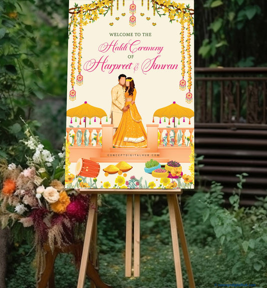 Bee Yellow Color Marigold Flowers Welcome Board for Maiyan