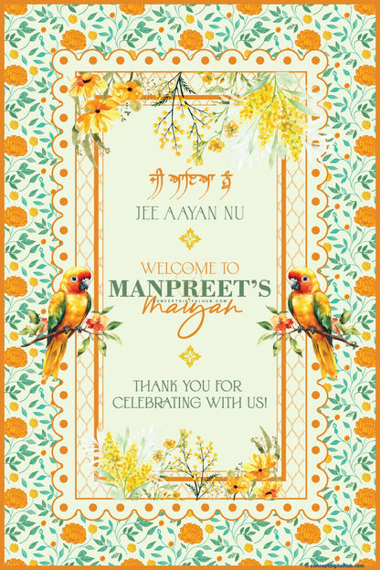 Frost Color Marigold Flowers Welcome Board for Maiyan