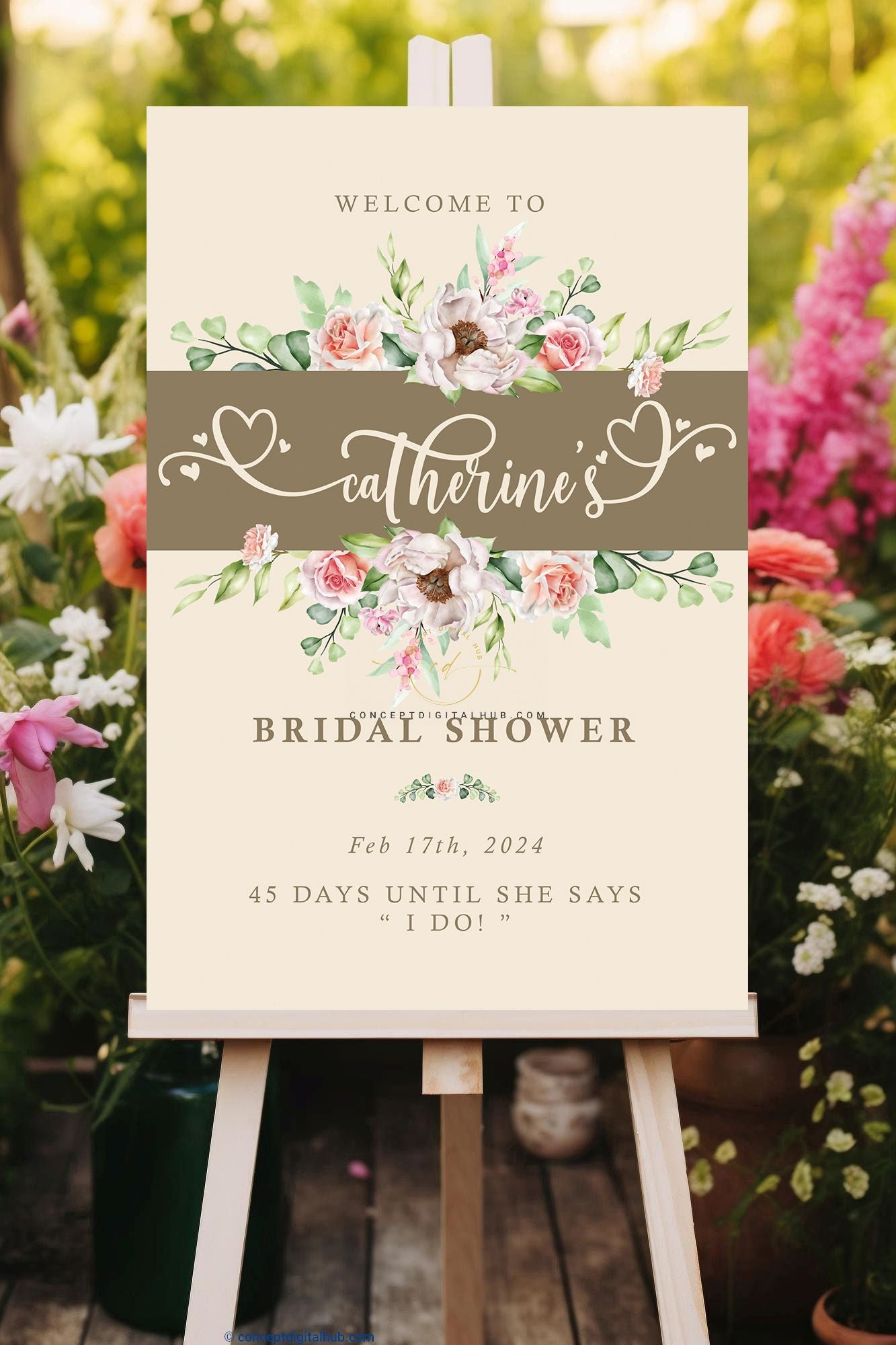 Floral Bridal Shower Welcome Sign Board