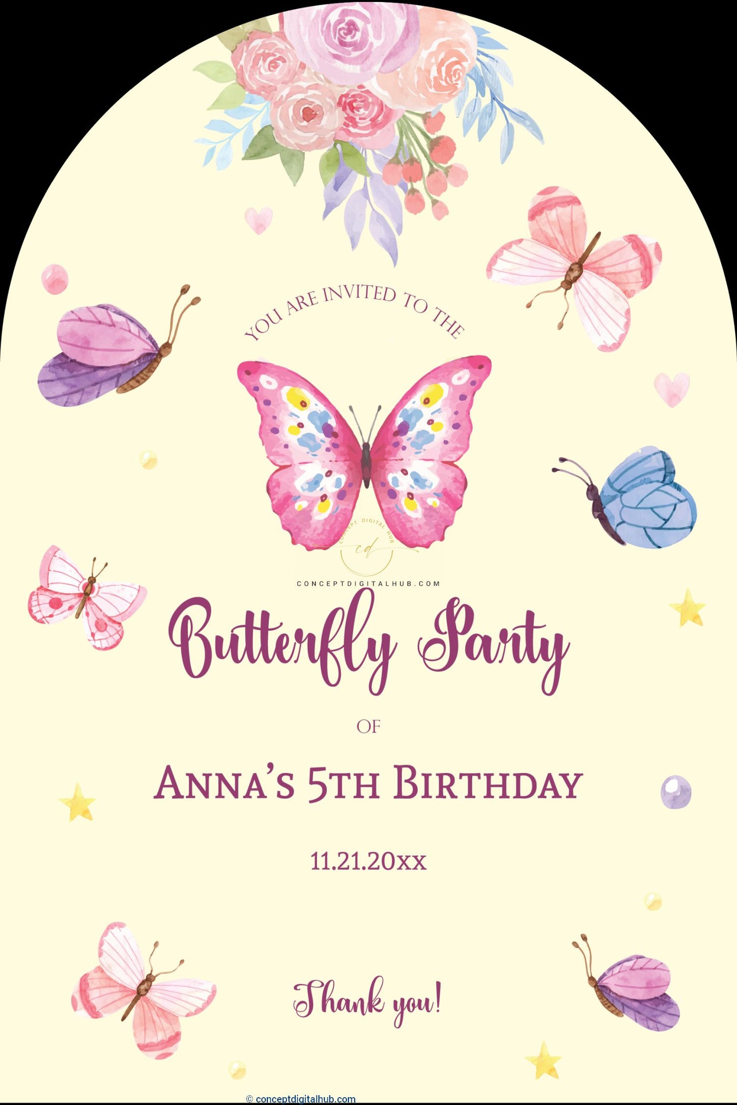 Butterfly Theme Birthday Welcome Sign Board