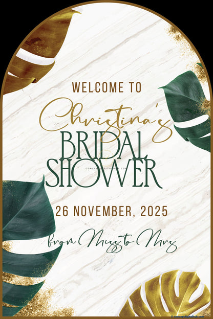 White Marble Color Monstera leaves Welcome Board for Bridal Shower