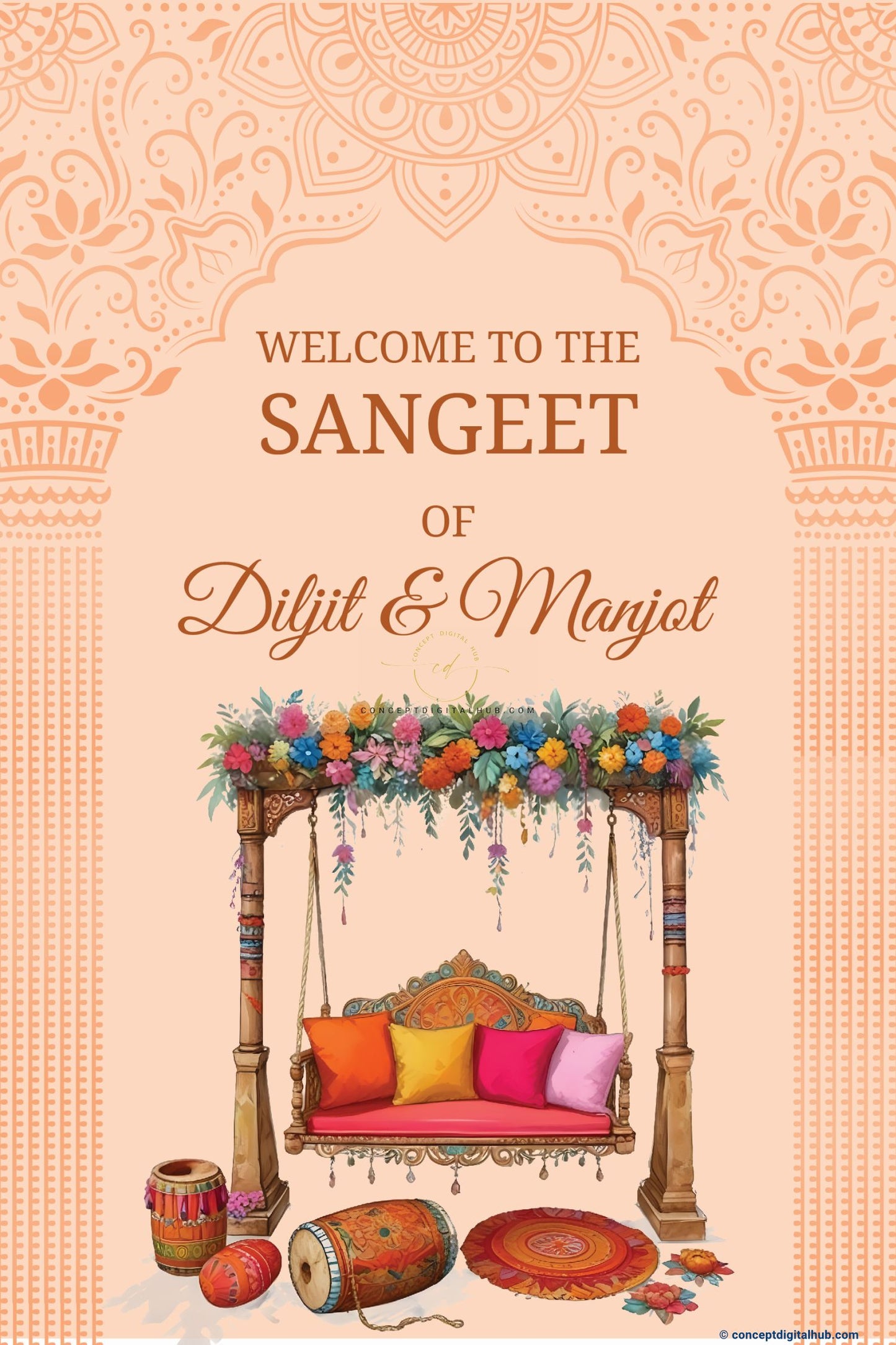 Dholki Sangeet Welcome Sign Board