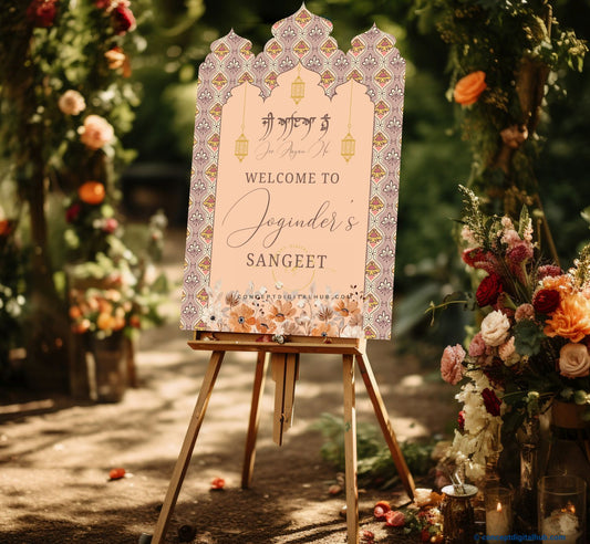 Colorful Pattern Sangeet Welcome Sign Board