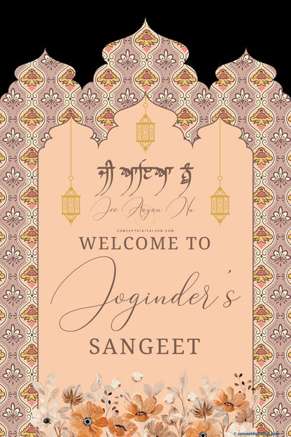 Colorful Pattern Sangeet Welcome Sign Board