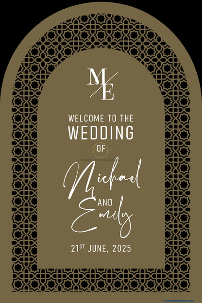 Roman Coffee Color Motif Welcome Board for Wedding