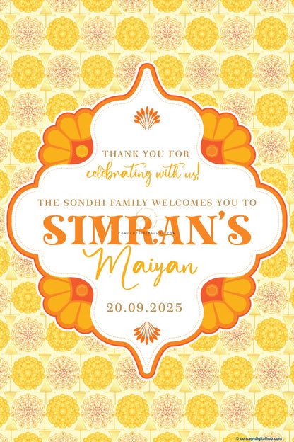 Gold Color Geometric Floral Welcome Board for Maiyan