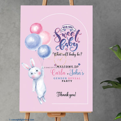 Bunny Birthday Welcome Sign Board