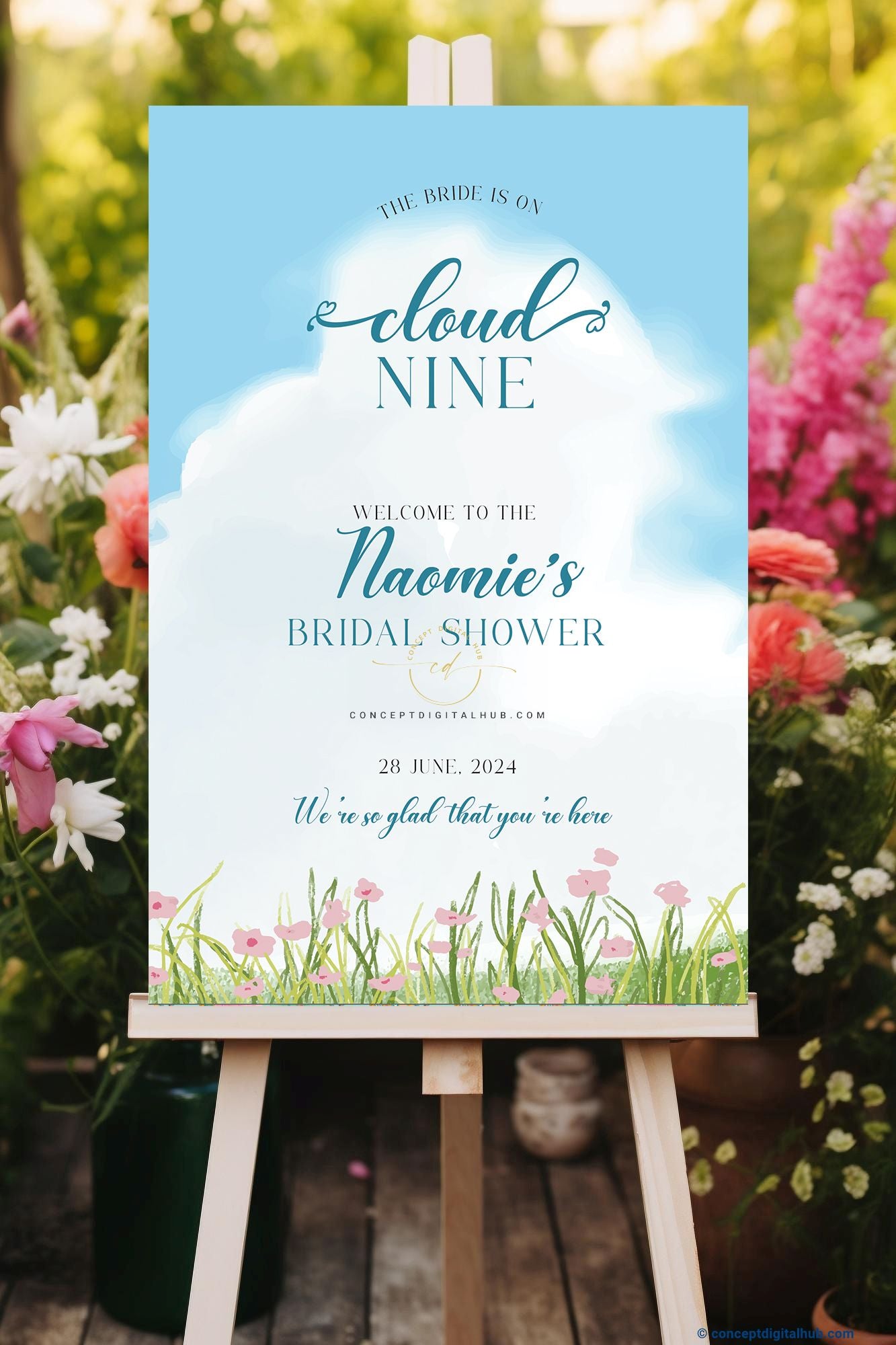 Cloud 9 Bridal Shower Welcome Sign Board