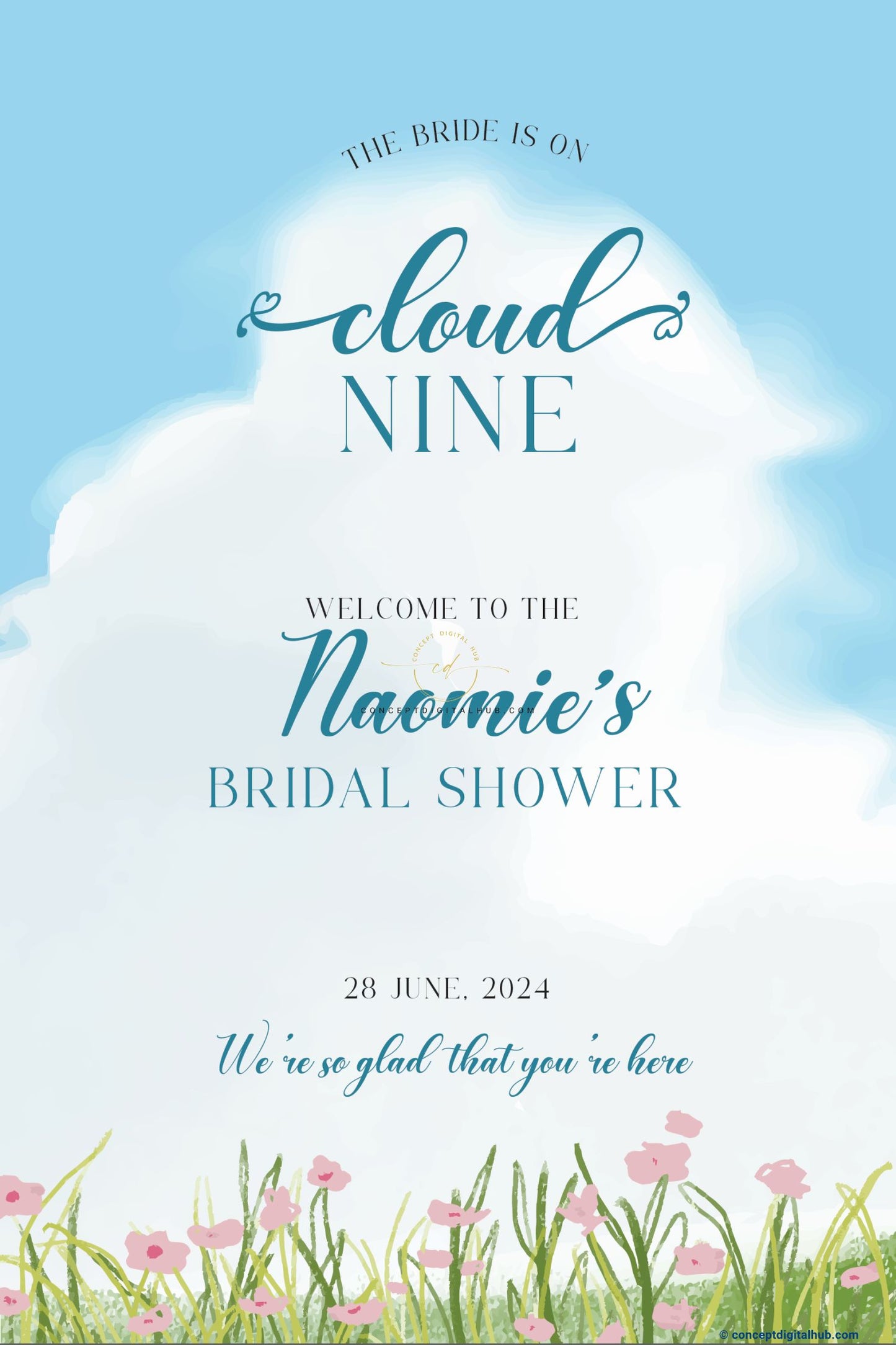 Cloud 9 Bridal Shower Welcome Sign Board