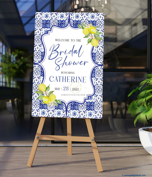 Blue Color Welcome Board for Bridal Shower