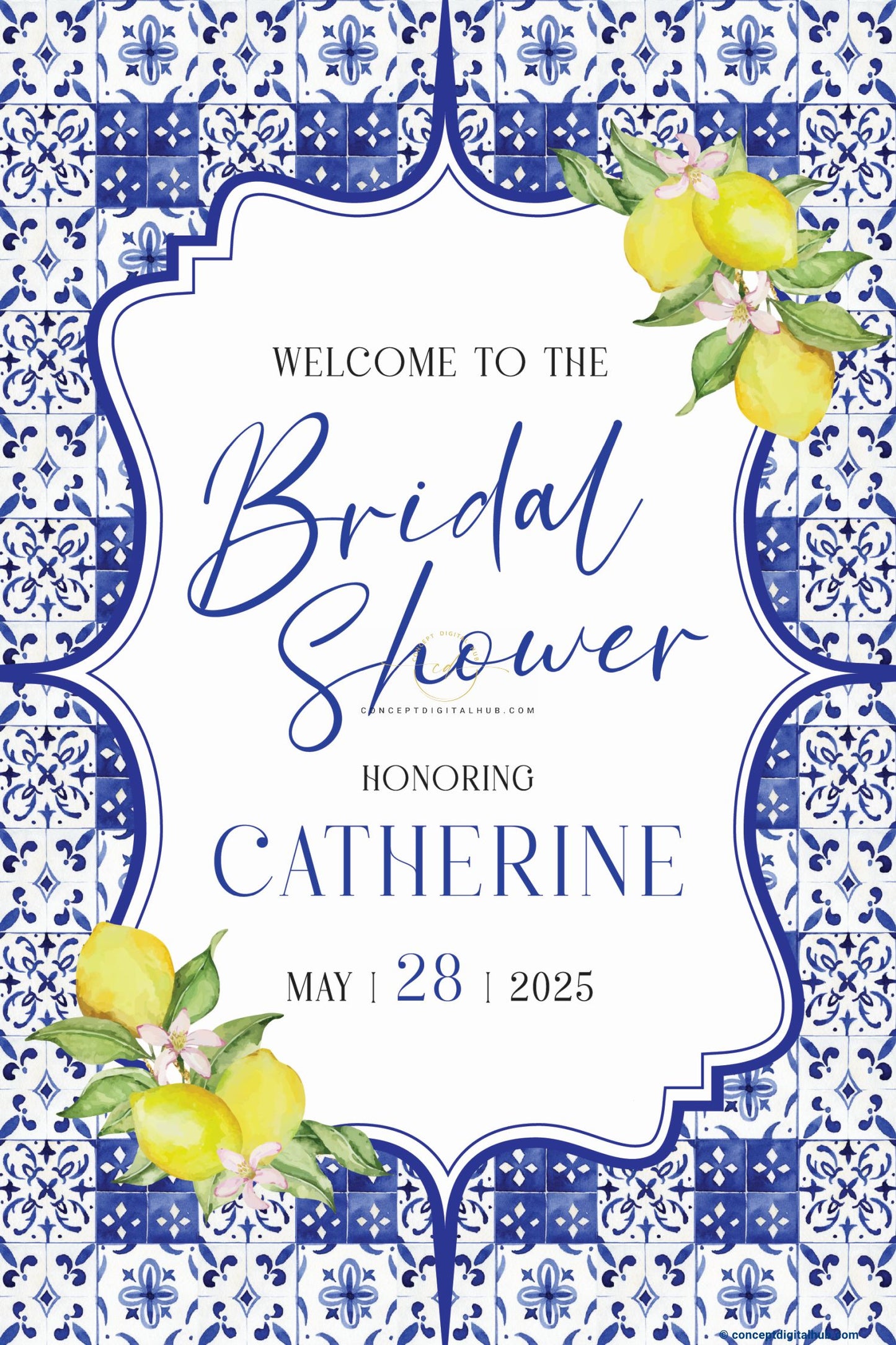 Blue Color Welcome Board for Bridal Shower