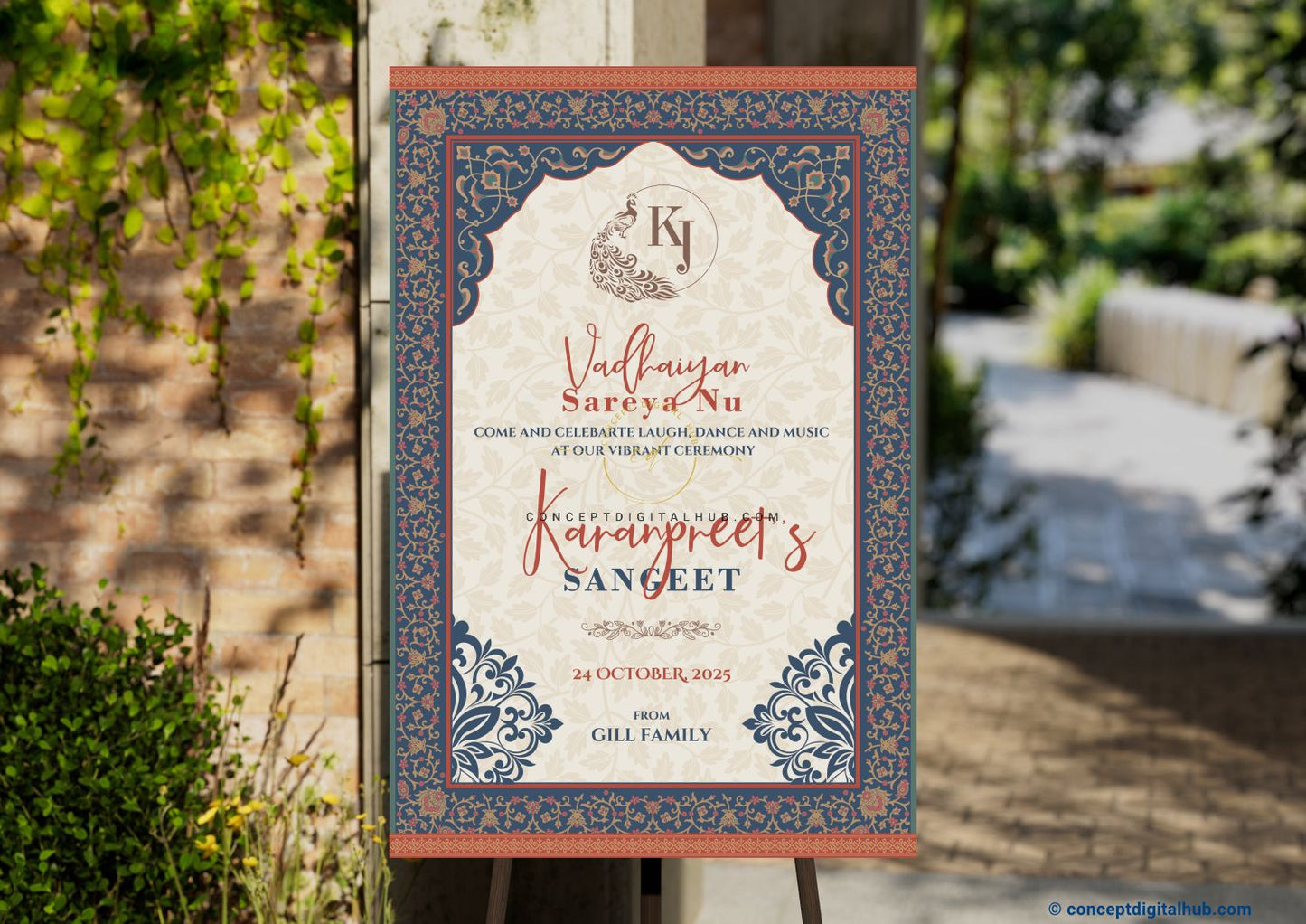 Casal Color Floral Pattern Welcome Board for Sangeet