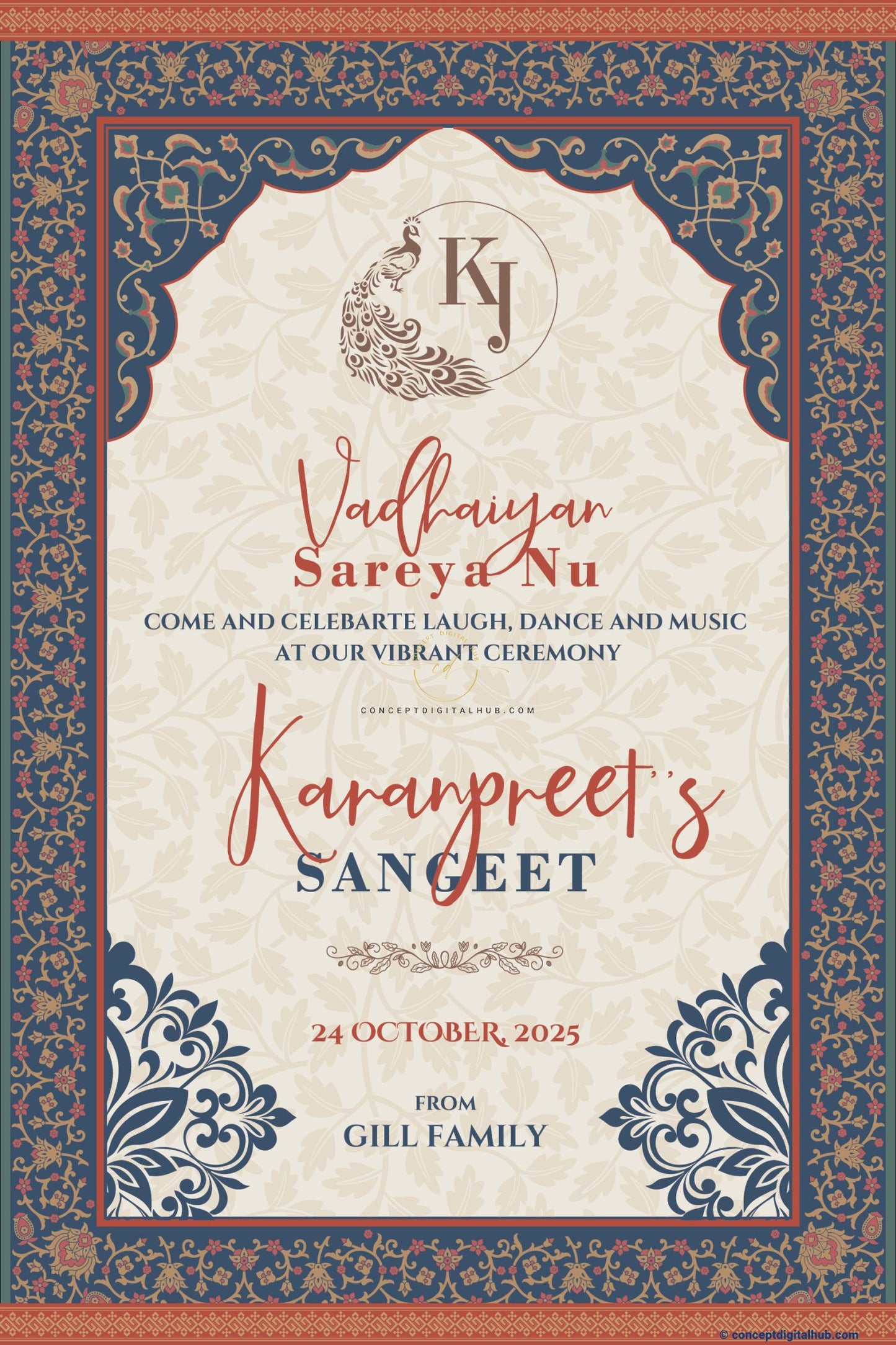 Casal Color Floral Pattern Welcome Board for Sangeet