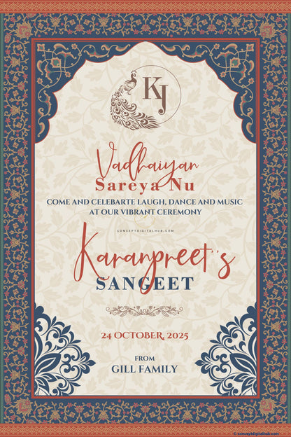 Casal Color Floral Pattern Welcome Board for Sangeet