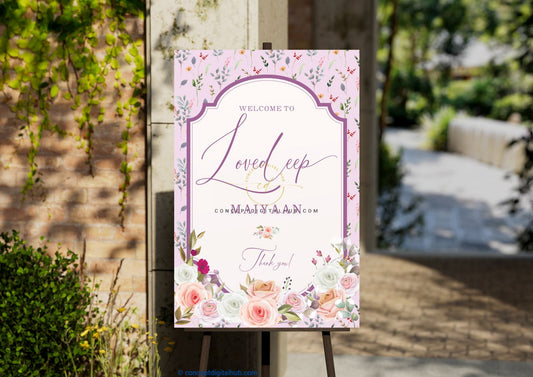 Purple Pink Maiyaan Welcome Sign Board