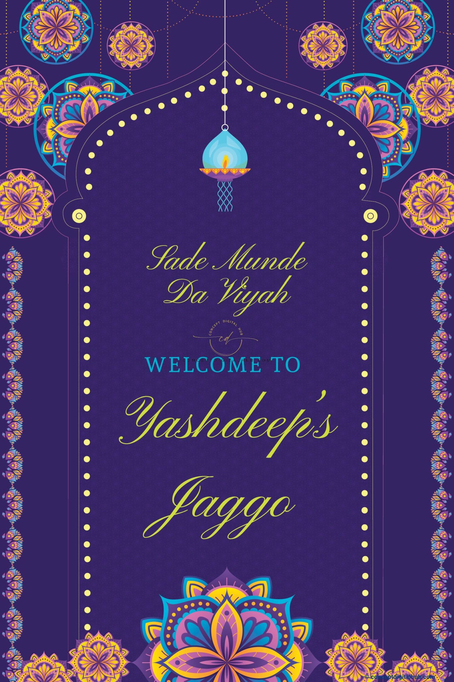 Purple Jaggo Welcome Sign Board