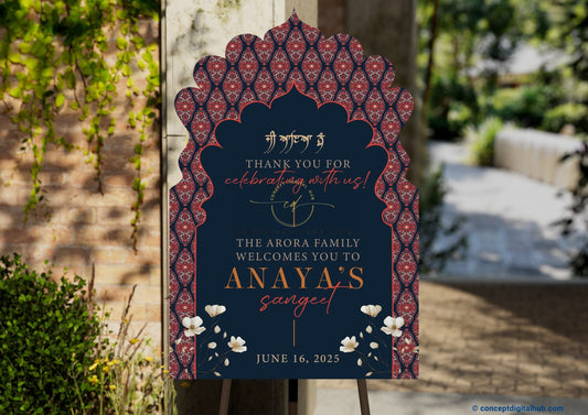 Midning Color Floral Welcome Board for Sangeet
