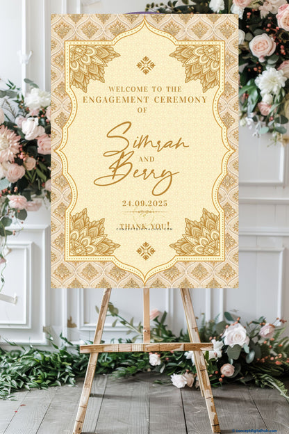 Oasis Color Damask Floral Welcome Board for Engagement