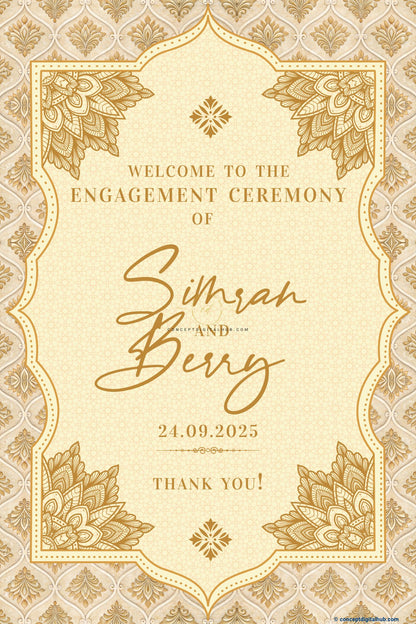 Oasis Color Damask Floral Welcome Board for Engagement