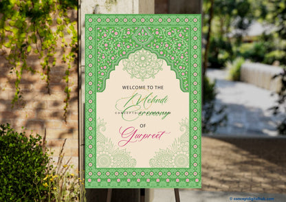 Green Mehndi Welcome Sign Board