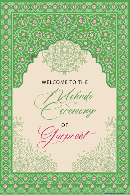 Green Mehndi Welcome Sign Board