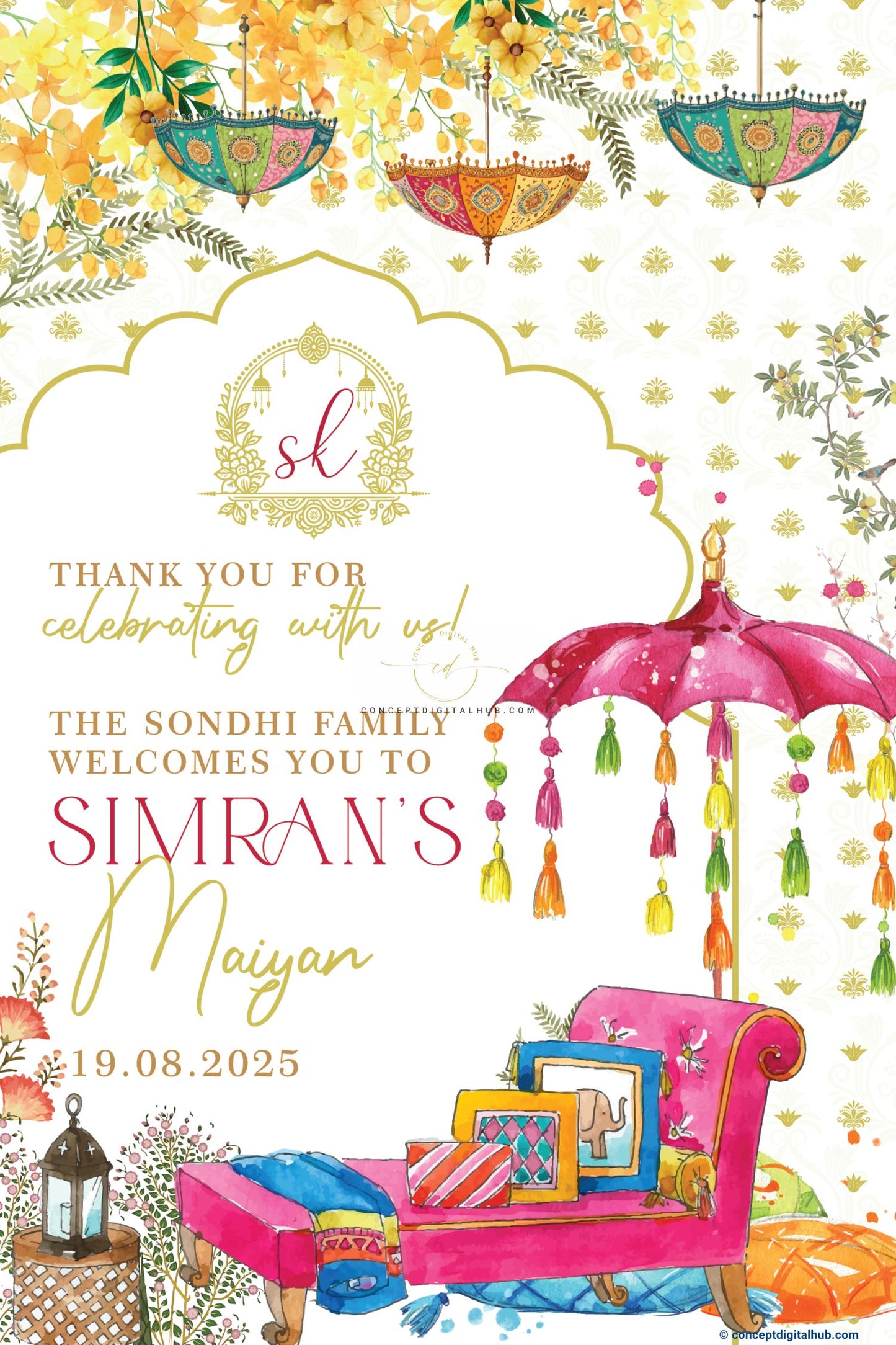 Ceramic Color Floral Umbrella Welcome Board for Maiyan