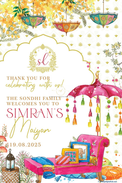 Ceramic Color Floral Umbrella Welcome Board for Maiyan