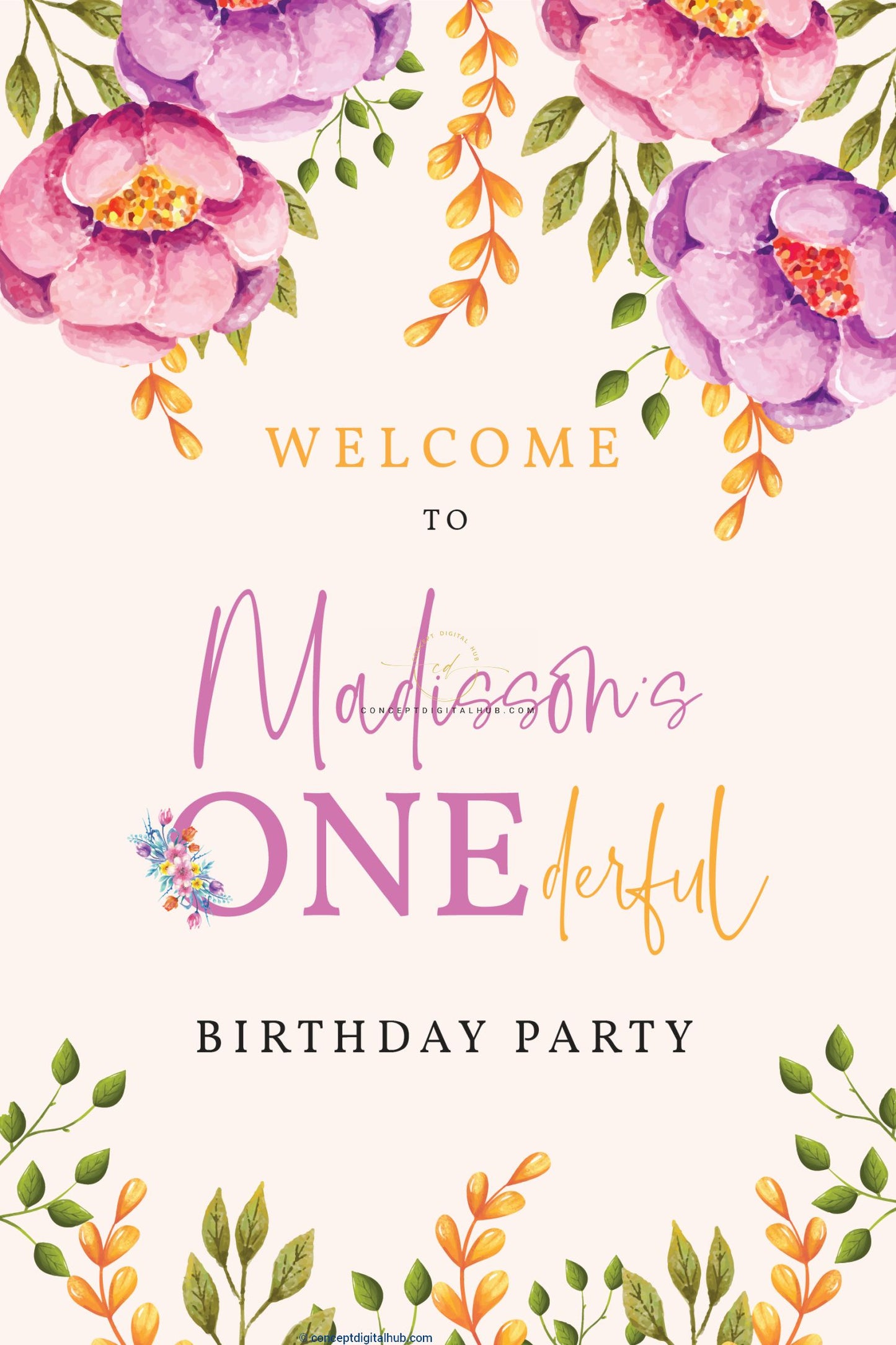 Floral Welcome Sign Board For Birthday Party