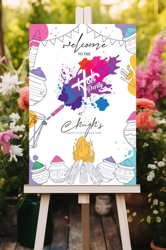 Holi Party Welcome Sign Board