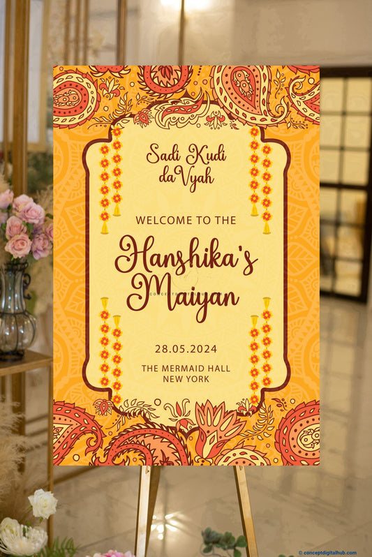 Mehndi Color Maiyan Welcome Sign Board