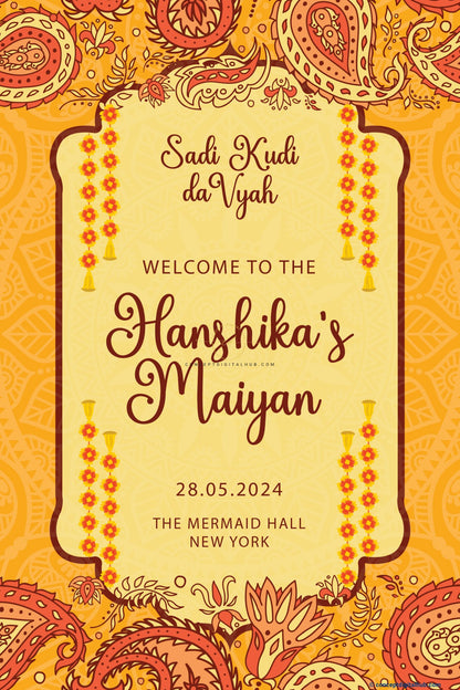 Mehndi Color Maiyan Welcome Sign Board