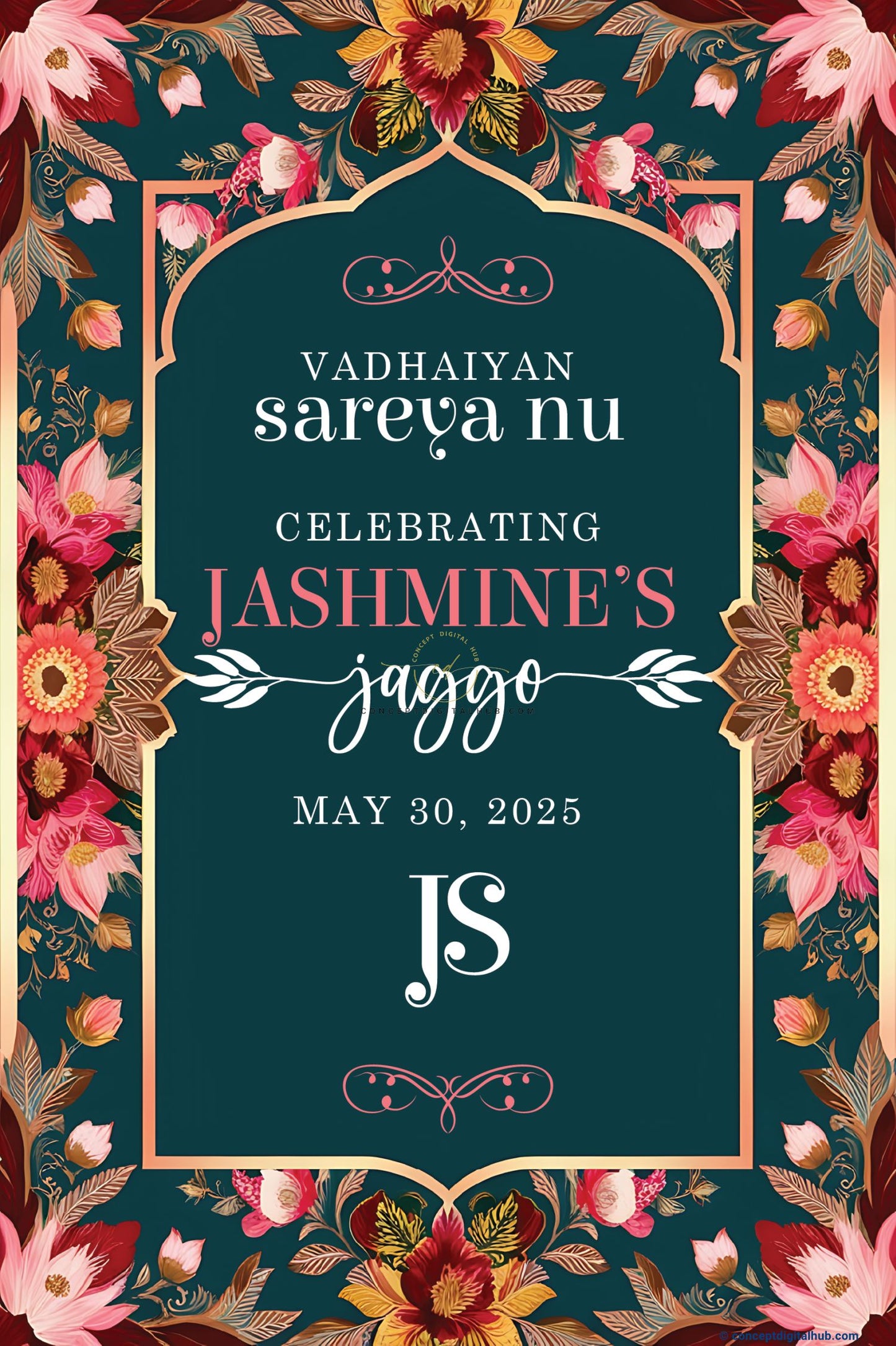 Blush Pink Color Floral Border Welcome Board for Jaggo