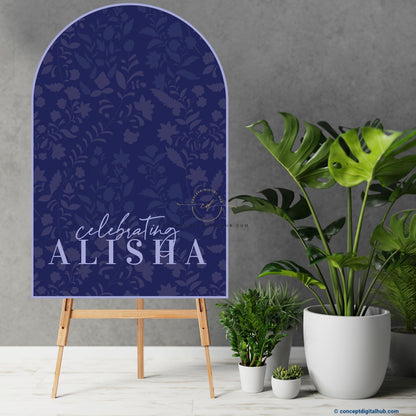 Cloud Burst Color Floral Pattern Welcome Board for Wedding Week