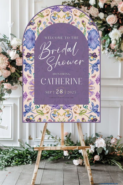 Pinkish Purple Color Floral Welcome Board for Bridal Shower