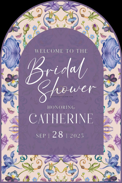 Pinkish Purple Color Floral Welcome Board for Bridal Shower