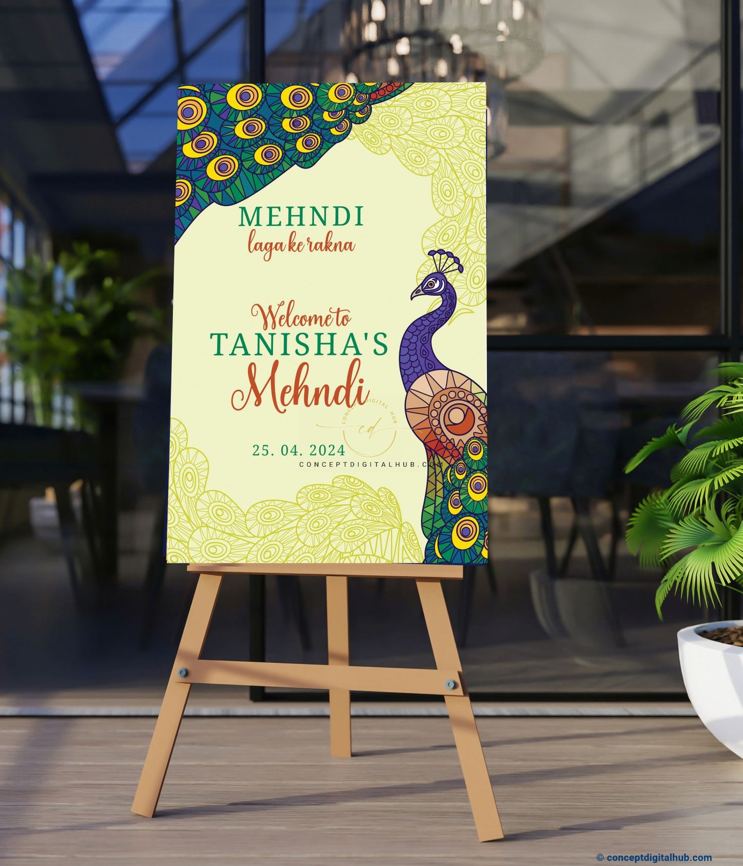 Colorful Mehndi Welcome Sign Board