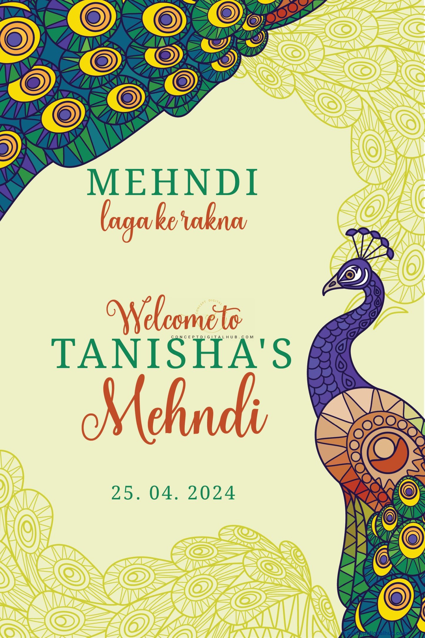 Colorful Mehndi Welcome Sign Board